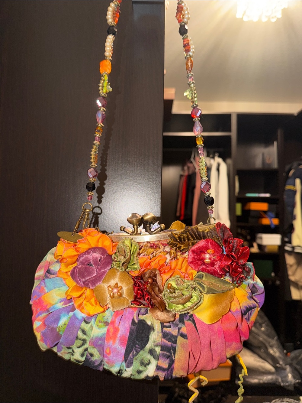 Mary Frances Colorful Floral Beaded Women's Clutch Handbag